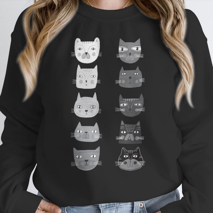 Cat Themed Artist Value Scale Educational Art Teacher Women Crewneck Sweatshirt, funny design Cat Themed Artist Value Scale Educational Art Teacher Women Crewneck Sweatshirt, funny design