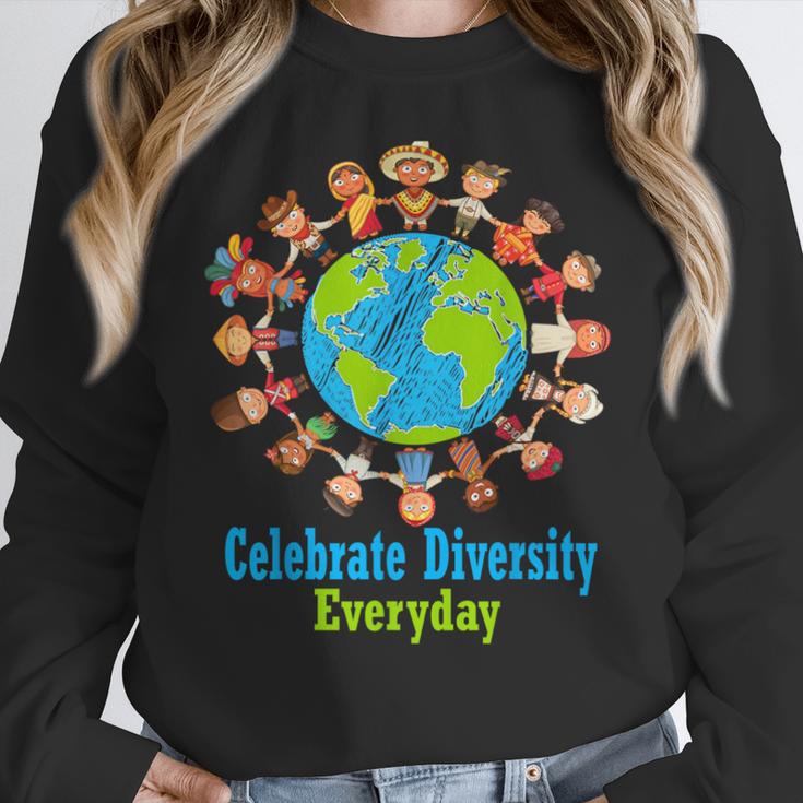 Celebrate Diversity Everyday Teachers & School Student Women Crewneck Sweatshirt, funny design