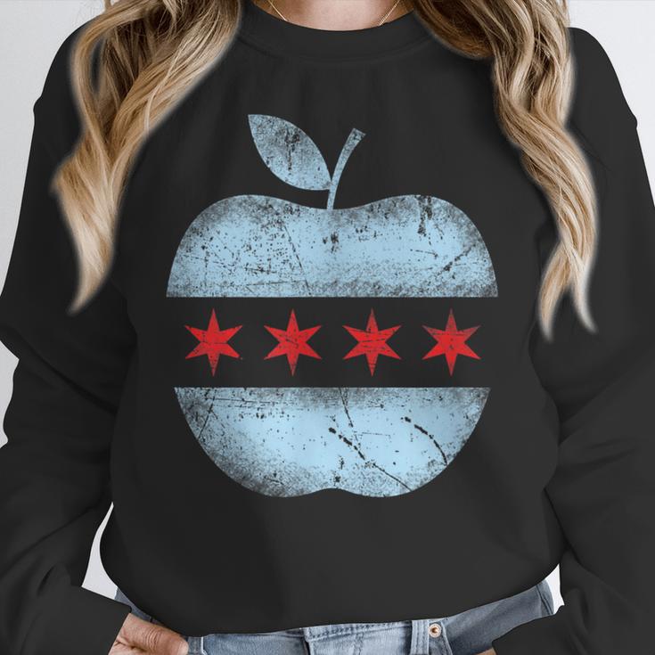 Chicago Flag Teacher School Cute Women Crewneck Sweatshirt, funny design