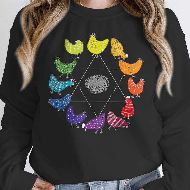 Chicken Themed Color Wheel Educational Art Teacher Artist Men Women Girls Kids Women Crewneck Sweatshirt, funny design Chicken Themed Color Wheel Educational Art Teacher Artist Men Women Girls Kids Women Crewneck Sweatshirt, funny design
