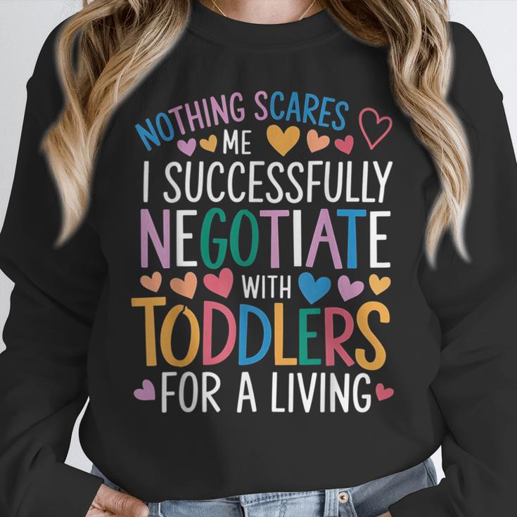 Childcare Teacher Negotiate With Toddlers Daycare Provider Women Crewneck Sweatshirt, funny design Childcare Teacher Negotiate With Toddlers Daycare Provider Women Crewneck Sweatshirt, funny design