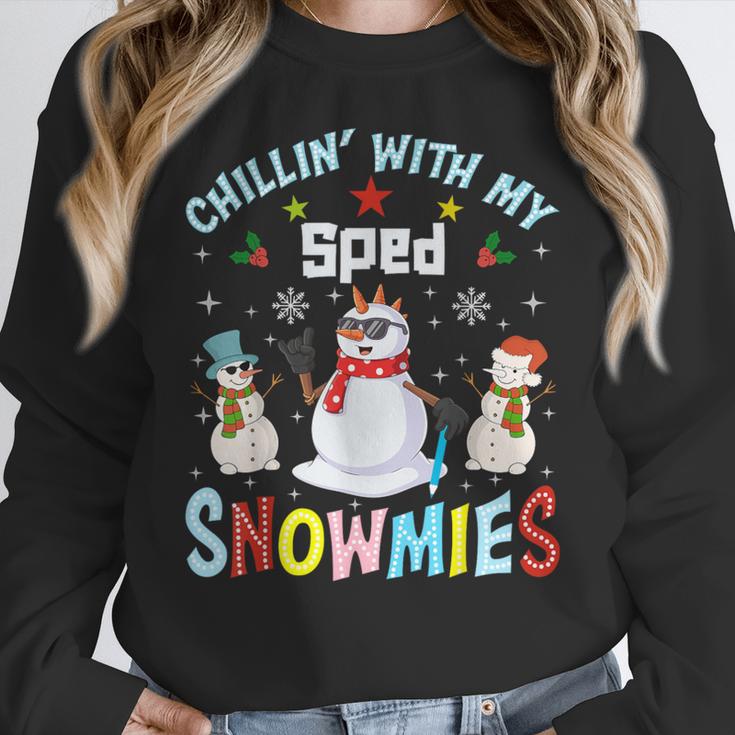 Chillin With My Sped Snowmies Teacher Student Christmas Women Crewneck Sweatshirt, funny design Chillin With My Sped Snowmies Teacher Student Christmas Women Crewneck Sweatshirt, funny design