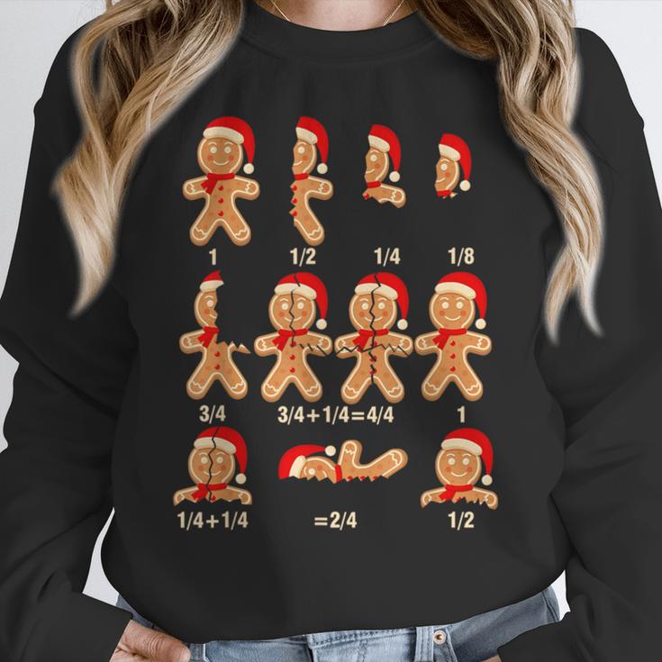 Christmas Math Teacher Equation Gingerbread With Santa Hat Men Women Women Crewneck Sweatshirt, funny design