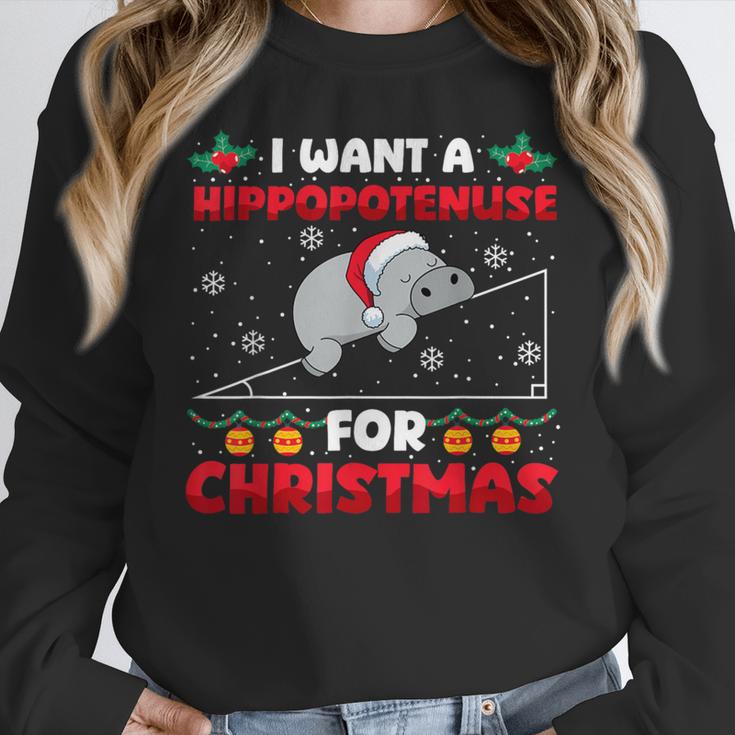 Christmas Math Teacher Hippopotenuse Math Lovers Xmas Women Crewneck Sweatshirt, funny design Christmas Math Teacher Hippopotenuse Math Lovers Xmas Women Crewneck Sweatshirt, funny design