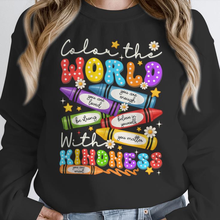 Color The World With Kindness Crayon Positivity Teacher Women Crewneck Sweatshirt, funny design Color The World With Kindness Crayon Positivity Teacher Women Crewneck Sweatshirt, funny design