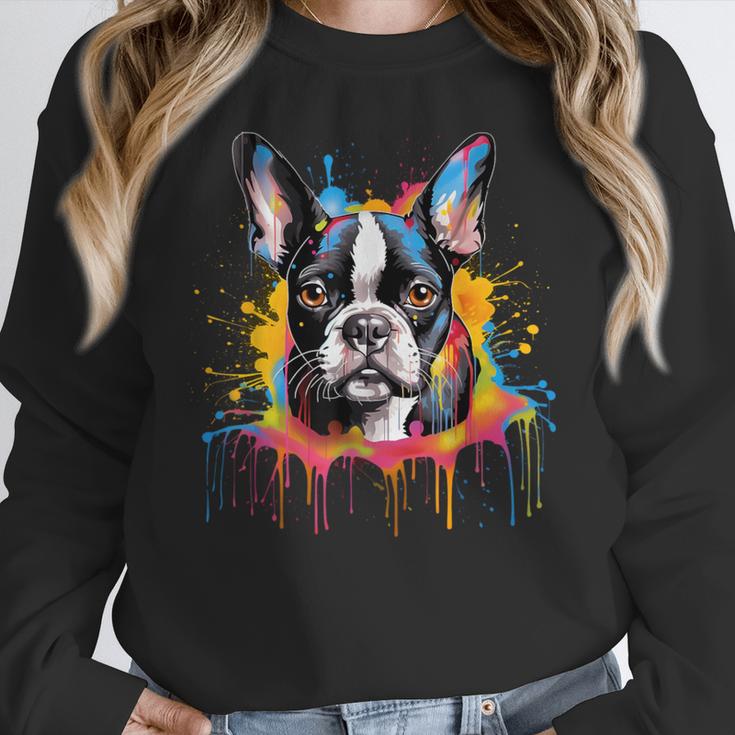 Colorful Boston Terrier Dog For Men Women Kids Women Crewneck Sweatshirt, funny design