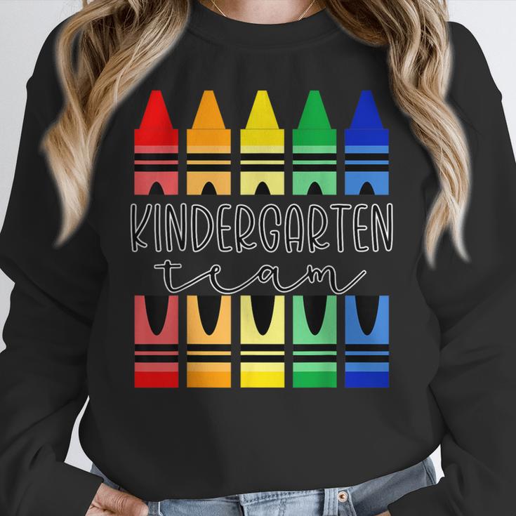 Colorful Crayon Kindergarten Team Tee For Teachers Students Men Women Kids Women Crewneck Sweatshirt, funny design