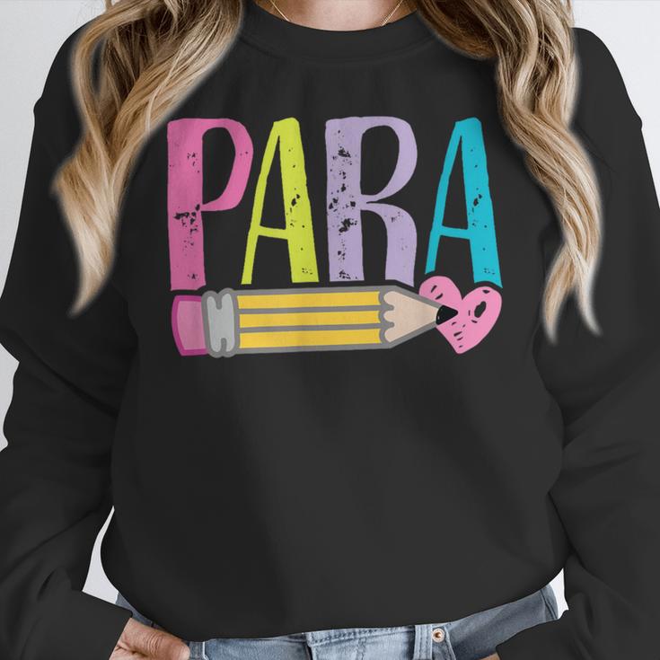 Colorful PARA Teacher Paraprofessional Cute Pencil Women Crewneck Sweatshirt, funny design Colorful PARA Teacher Paraprofessional Cute Pencil Women Crewneck Sweatshirt, funny design