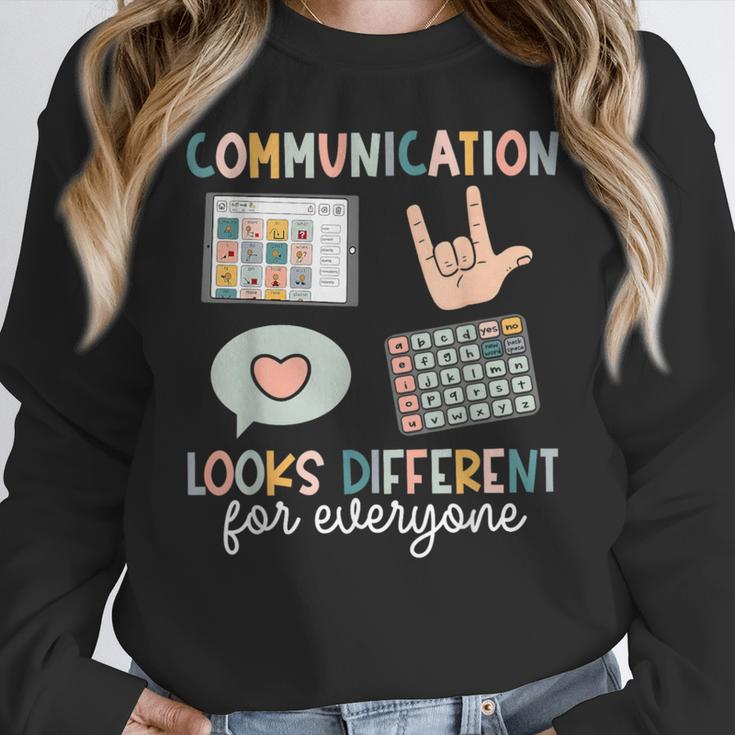 Communication Looks Different For Everyone SPED Teacher ASD Women Crewneck Sweatshirt, funny design