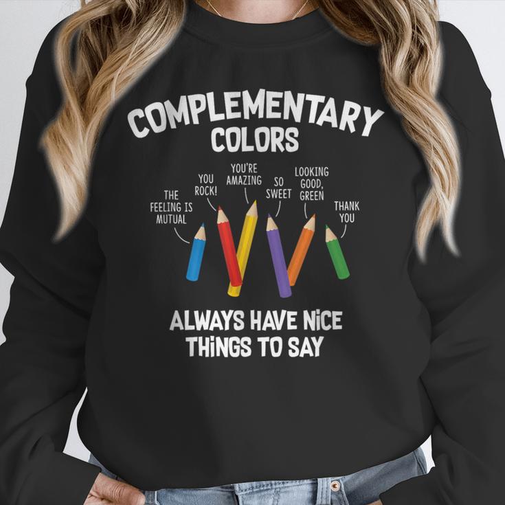 Complementary Colors Art Teacher Pun Shirt Women Crewneck Sweatshirt, funny design Complementary Colors Art Teacher Pun Shirt Women Crewneck Sweatshirt, funny design