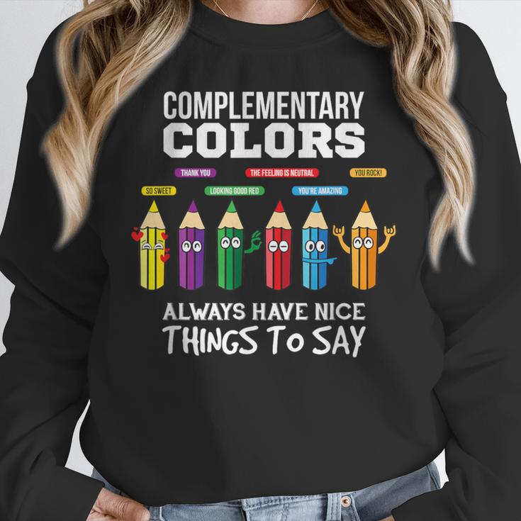 Complementary Colors Pun Artist Art Teacher T-Shirt Women Crewneck Sweatshirt, funny design Complementary Colors Pun Artist Art Teacher T-Shirt Women Crewneck Sweatshirt, funny design
