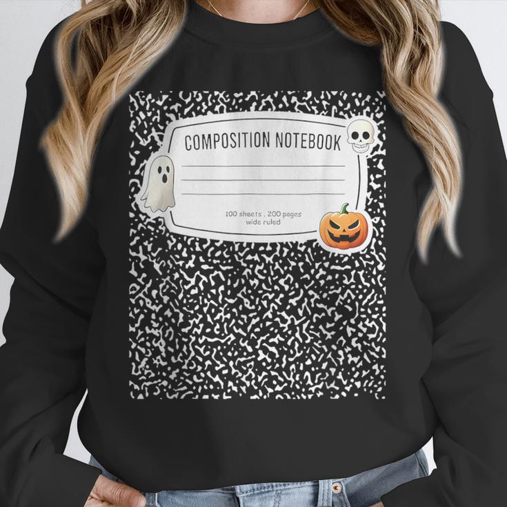 Composition Notebook Costume Adult Halloween For Teacher Women Crewneck Sweatshirt, funny design Composition Notebook Costume Adult Halloween For Teacher Women Crewneck Sweatshirt, funny design