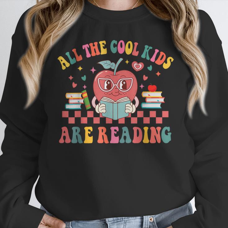 All The Cool Kids Are Reading Book Reading Teacher School Women Crewneck Sweatshirt, funny design All The Cool Kids Are Reading Book Reading Teacher School Women Crewneck Sweatshirt, funny design