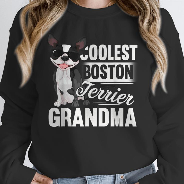 Coolest Boston Terrier Grandma Dog Women Crewneck Sweatshirt, funny design