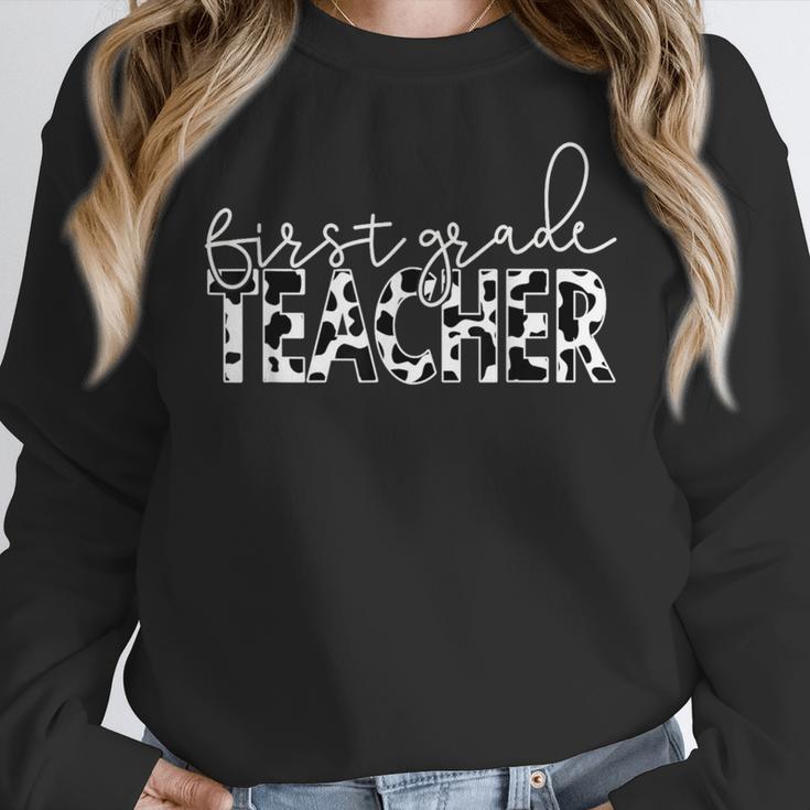 Cow Print For Elementary School First Grade Teachers Women Crewneck Sweatshirt, First Grade Teacher Gifts, funny design Cow Print For Elementary School First Grade Teachers Women Crewneck Sweatshirt, First Grade Teacher Gifts, funny design
