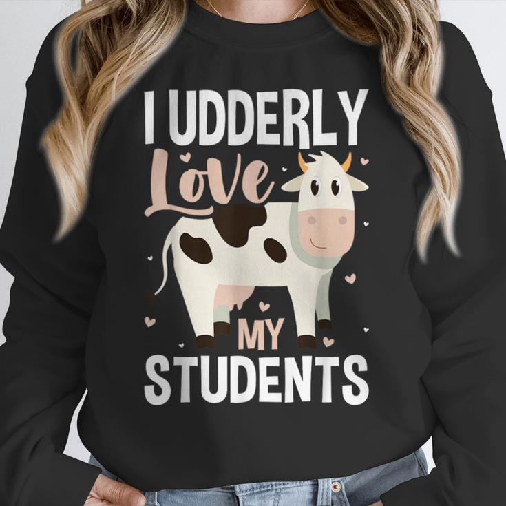 Cow Teacher Lover Women Crewneck Sweatshirt, funny design Cow Teacher Lover Women Crewneck Sweatshirt, funny design