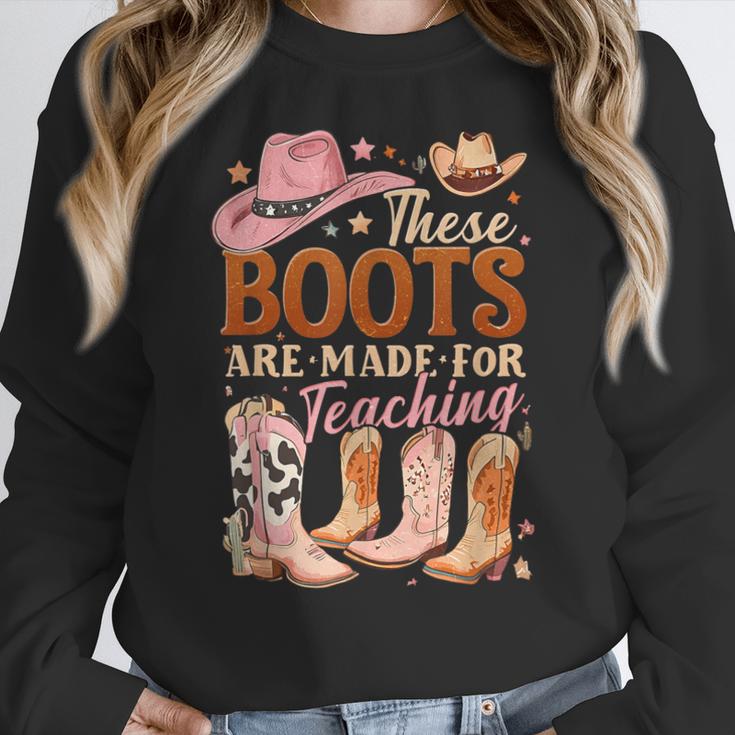 Cowboy Teacher These Boots Are Made-For Teaching School Women Crewneck Sweatshirt, funny design Cowboy Teacher These Boots Are Made-For Teaching School Women Crewneck Sweatshirt, funny design