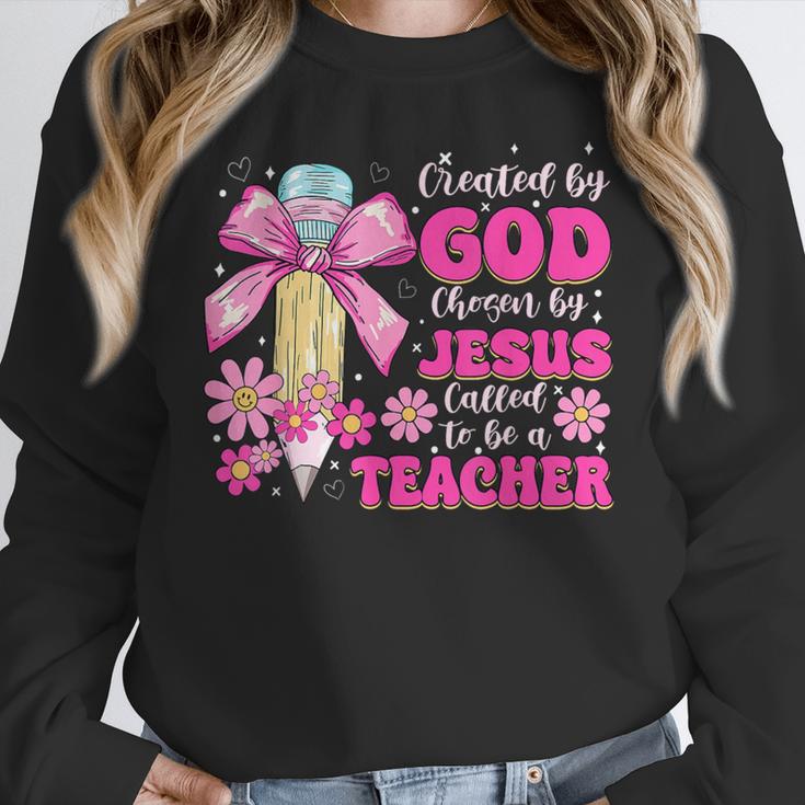 Created By God Called To Teacher Jesus Christian Teacher Women Crewneck Sweatshirt, funny design Created By God Called To Teacher Jesus Christian Teacher Women Crewneck Sweatshirt, funny design