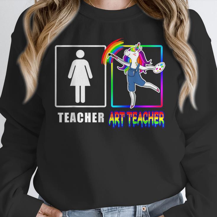 Cute Art Teacher Magical Dabbing Unicorn Artist Women Crewneck Sweatshirt, funny design