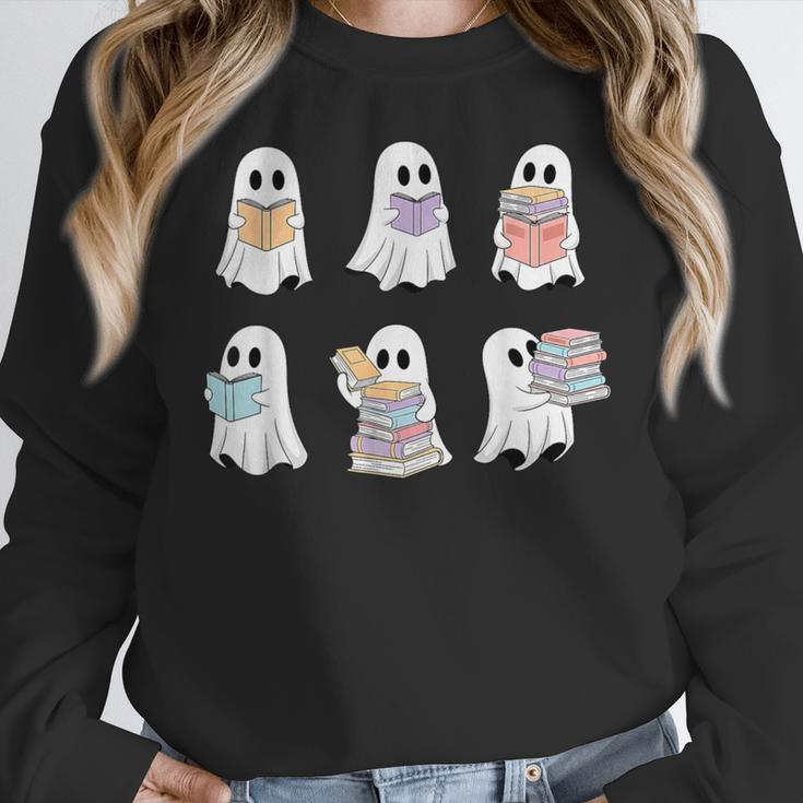 Cute Boo Ghost Reading Books Halloween Librarian Teacher Kid Women Crewneck Sweatshirt, funny design Cute Boo Ghost Reading Books Halloween Librarian Teacher Kid Women Crewneck Sweatshirt, funny design