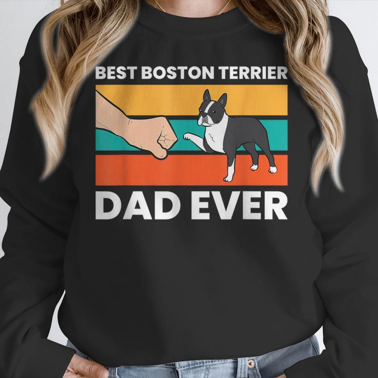 Cute Boston Terrier Best Boston Terrier Dad Ever Women Crewneck Sweatshirt, Boston Terrier Dad Gifts, funny design
