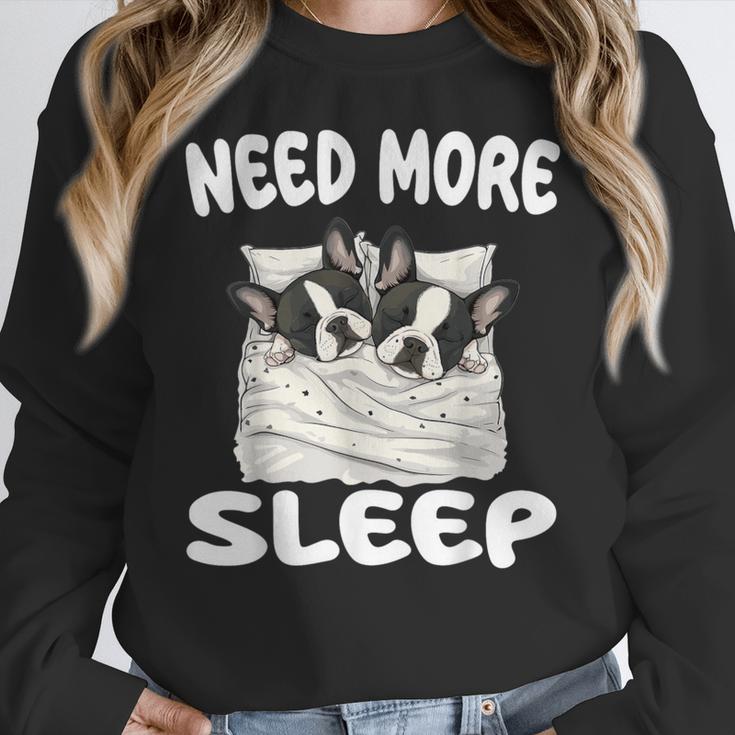 Cute Boston Terrier Need More Sleep Pajamas Nightgown Women Crewneck Sweatshirt, funny design