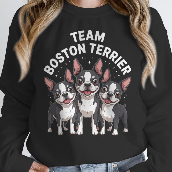 Cute Cartoon For Dog Owners Pet Team Boston Terrier Women Crewneck Sweatshirt, funny design