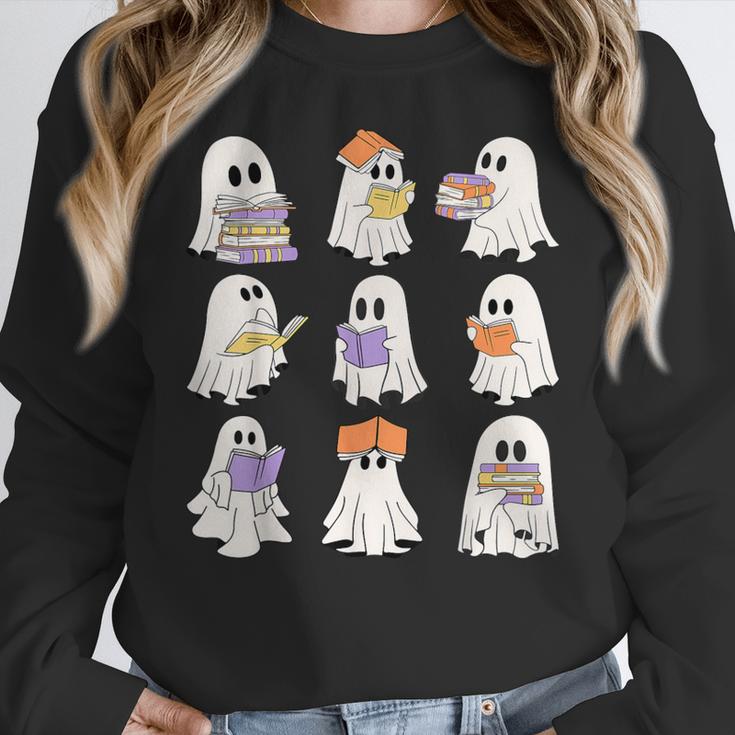 Cute Ghost Reading Books Teacher Halloween Reading Men Women Kids Women Crewneck Sweatshirt, funny design Cute Ghost Reading Books Teacher Halloween Reading Men Women Kids Women Crewneck Sweatshirt, funny design