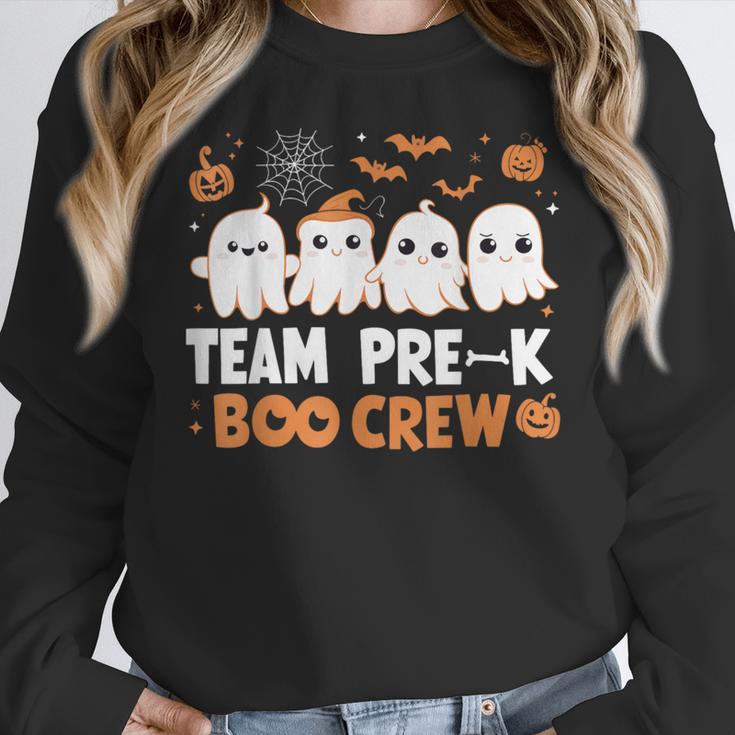 Cute Ghosts Pre-K Boo Crew Teachers Halloween Party Team For Men Women Kids Women Crewneck Sweatshirt, funny design