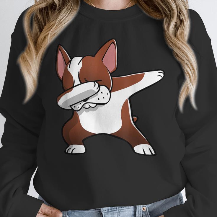 Dabbing Red Boston Terrier Dab Dance Dog Men Women Kids Women Crewneck Sweatshirt, funny design