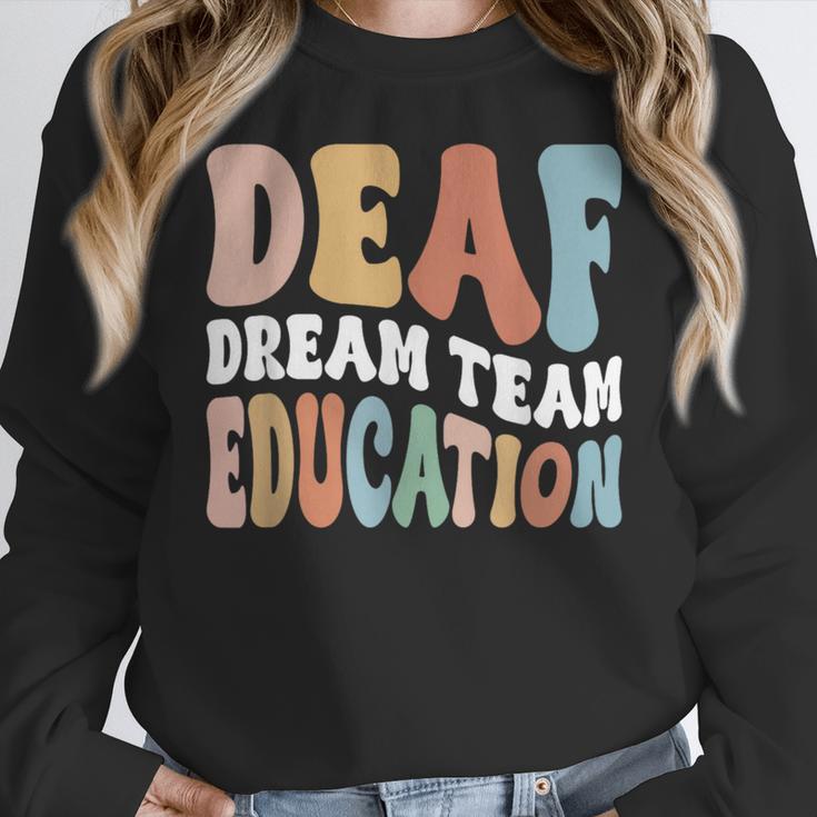 Deaf Dream Team Education Deaf Education Teacher Women Crewneck Sweatshirt, funny design
