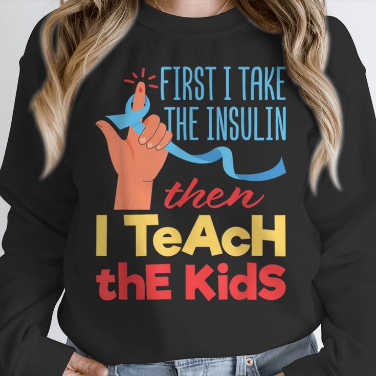 Diabetic Teacher Diabetes Awareness Insulin Blue Ribbon Women Crewneck Sweatshirt, funny design Diabetic Teacher Diabetes Awareness Insulin Blue Ribbon Women Crewneck Sweatshirt, funny design