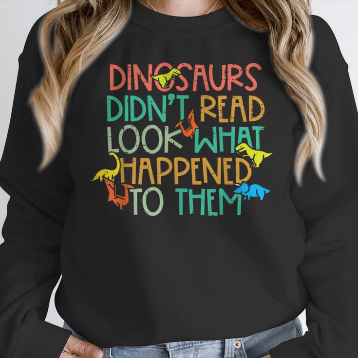 Dinosaurs Didnt Read Book Lover Boys Kids Teacher Women Crewneck Sweatshirt, funny design Dinosaurs Didnt Read Book Lover Boys Kids Teacher Women Crewneck Sweatshirt, funny design