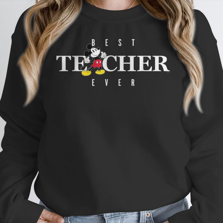 Disney Mickey Mouse Thumbs Up Best Teacher Ever Teacher Women Crewneck Sweatshirt, funny design