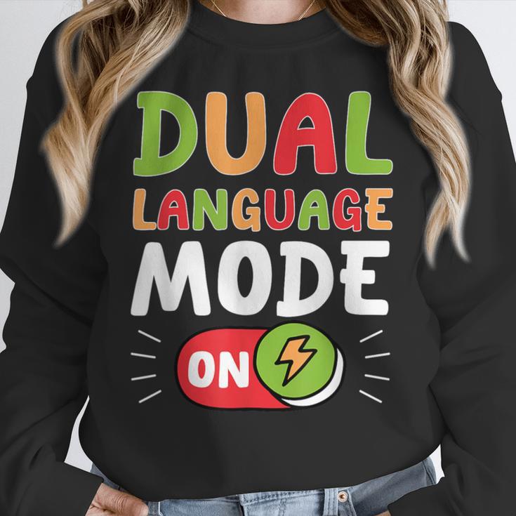 Dual Language Teacher Bilingual Teacher Women Crewneck Sweatshirt, funny design