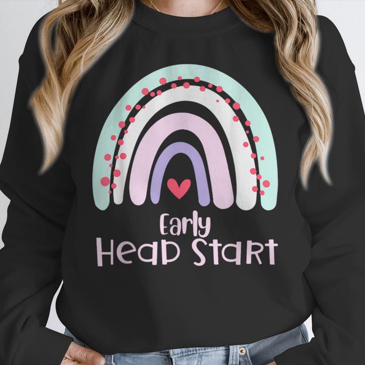 Early Headstart Cute Retro Rainbow Teachers Women Crewneck Sweatshirt, funny design