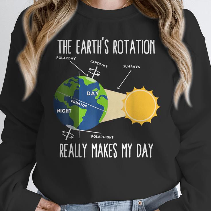 Earth Rotation Earth Day Science Teacher Kids Women Women Crewneck Sweatshirt, Science Teacher Gifts, funny design
