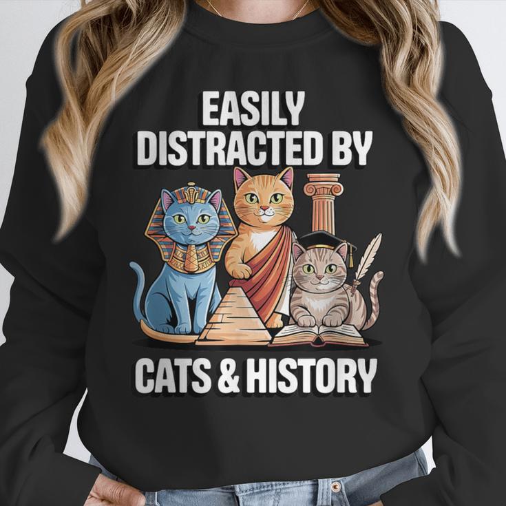 Easily Distracted By Cats & History Teacher Women Men Women Crewneck Sweatshirt, History Teacher Gifts, funny design Easily Distracted By Cats & History Teacher Women Men Women Crewneck Sweatshirt, History Teacher Gifts, funny design