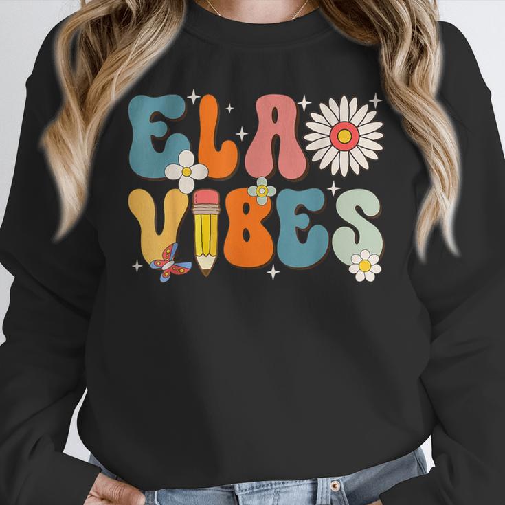 English Teacher Ela Vibes Teacher Kids First Day Of School Women Crewneck Sweatshirt, English Teacher Gifts, funny design English Teacher Ela Vibes Teacher Kids First Day Of School Women Crewneck Sweatshirt, English Teacher Gifts, funny design