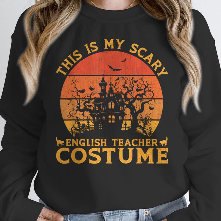 English Teacher Matching This Is My Scary Halloween Costume Women Crewneck Sweatshirt, English Teacher Gifts, funny design