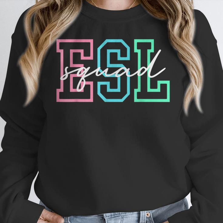 ESL Squad Teacher English As A Second Language Women Crewneck Sweatshirt, Esl Teacher Gifts, English Teacher Gifts, funny design ESL Squad Teacher English As A Second Language Women Crewneck Sweatshirt, Esl Teacher Gifts, English Teacher Gifts, funny design