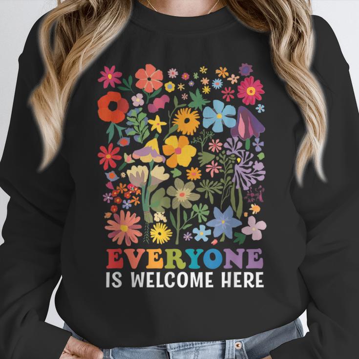 Everyone Is Welcome Here Tshirt Idaho Teacher Support Retro Women Crewneck Sweatshirt, funny design