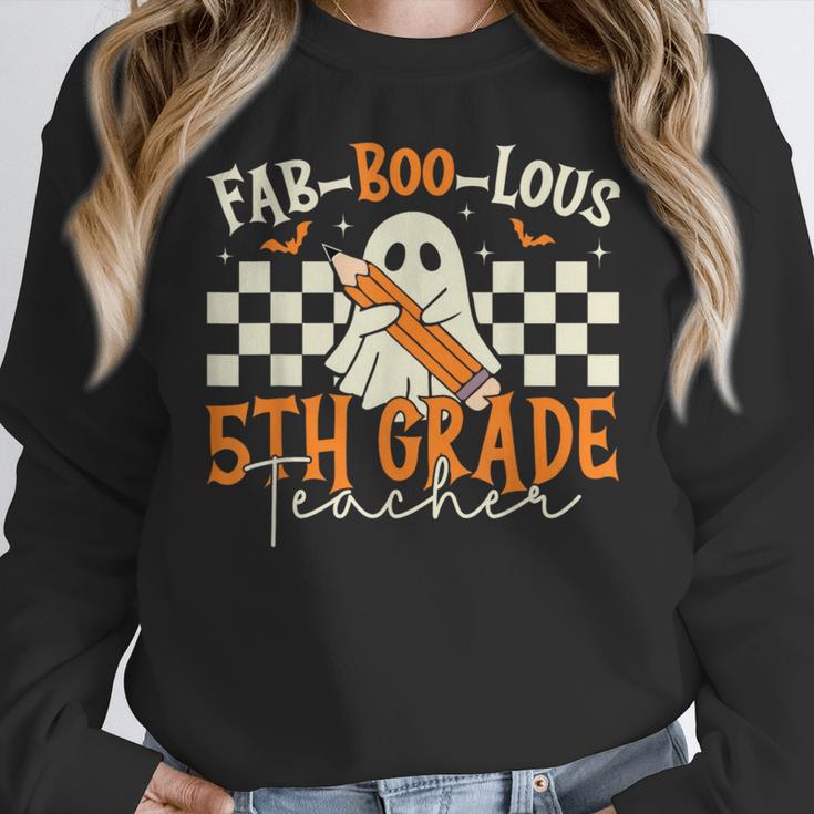 Fab Boo Lous 5th Grade Teacher Retro Ghost Spooky Halloween Women Crewneck Sweatshirt, funny design Fab Boo Lous 5th Grade Teacher Retro Ghost Spooky Halloween Women Crewneck Sweatshirt, funny design