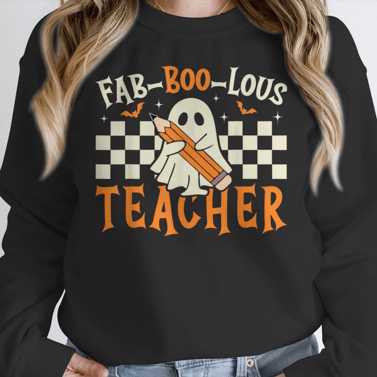 Fab Boo Lous Teacher Retro Ghost Spooky Halloween Costume Women Crewneck Sweatshirt, funny design Fab Boo Lous Teacher Retro Ghost Spooky Halloween Costume Women Crewneck Sweatshirt, funny design