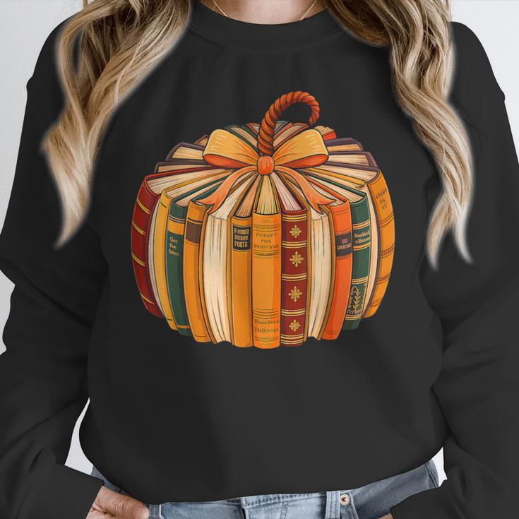 Fall Book Halloween Costume Autumn Pumpkin Teacher Kids Women Crewneck Sweatshirt, funny design