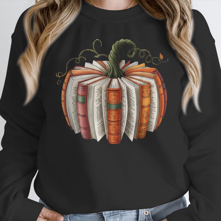 Fall Book Pumpkin Retro Reading Halloween Teacher Librarian Women Crewneck Sweatshirt, funny design Fall Book Pumpkin Retro Reading Halloween Teacher Librarian Women Crewneck Sweatshirt, funny design