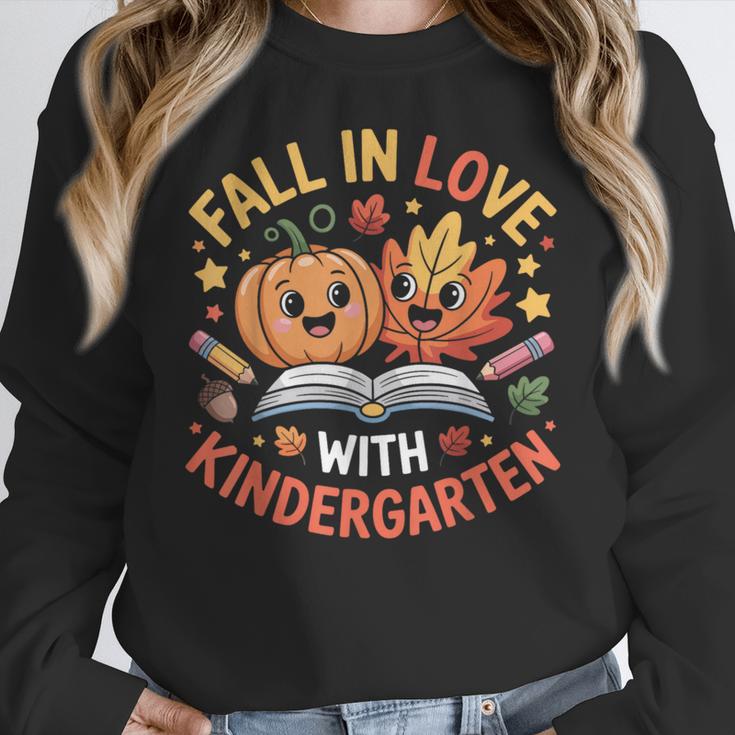 Fall In Love With Kindergarten Autumn Kindergarten Teacher Women Crewneck Sweatshirt, funny design Fall In Love With Kindergarten Autumn Kindergarten Teacher Women Crewneck Sweatshirt, funny design