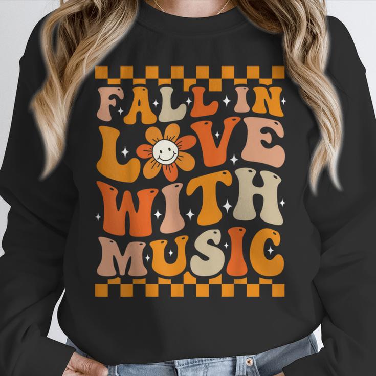 Fall In Love With Music Groovy Thanksgiving Music Teacher Men Women Girls Kids Women Crewneck Sweatshirt, Groovy Teacher Gifts, funny design Fall In Love With Music Groovy Thanksgiving Music Teacher Men Women Girls Kids Women Crewneck Sweatshirt, Groovy Teacher Gifts, funny design