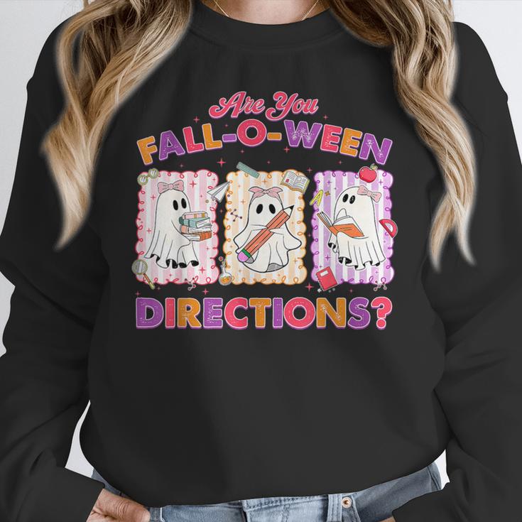 Are You Fall-O-Ween Directions Halloween Teacher Ghost Women Crewneck Sweatshirt, funny design Are You Fall-O-Ween Directions Halloween Teacher Ghost Women Crewneck Sweatshirt, funny design
