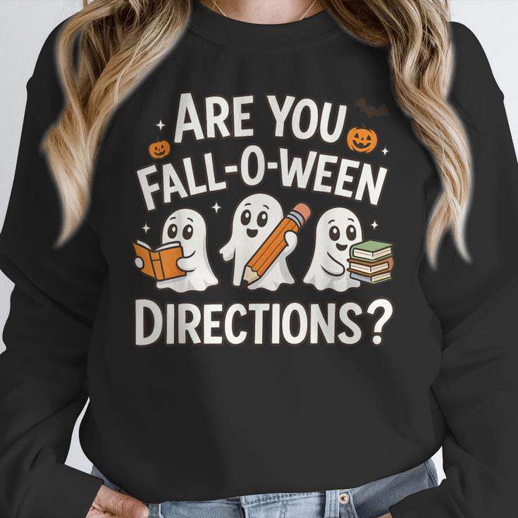 Are You Fall O Ween Directions Halloween Teacher Ghosts Women Crewneck Sweatshirt, funny design Are You Fall O Ween Directions Halloween Teacher Ghosts Women Crewneck Sweatshirt, funny design